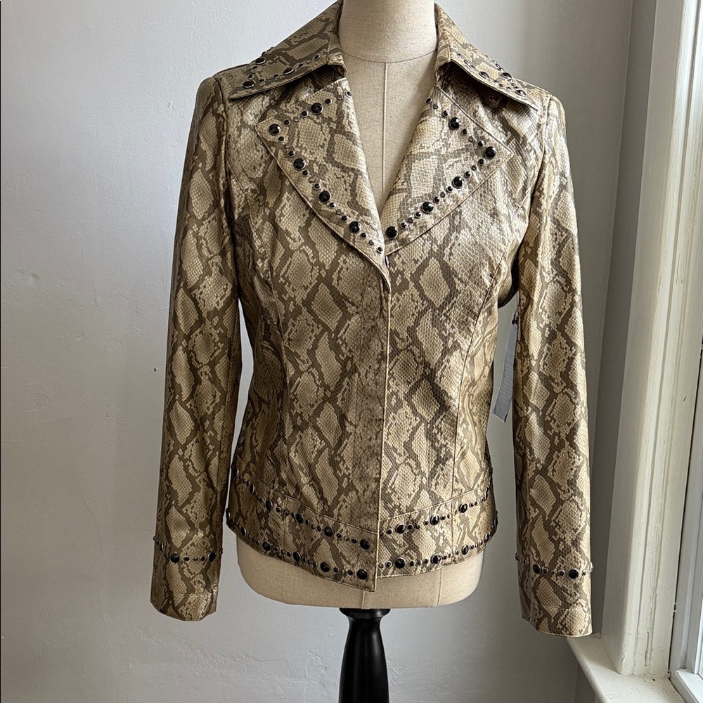 Pamela McCoy Faux Snakeskin Studded Jacket | Western Glam Vegan Leather